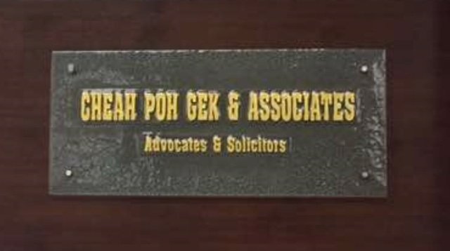 Cheah Poh Gek & Associates office door plaque